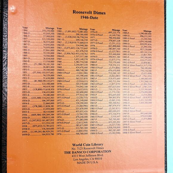 Dansco Roosevelt Dimes Coin Notebook Album - Picture 5 of 5